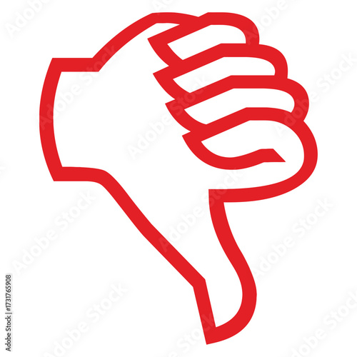 Red outline ok hand gesture vector icon symbol of approval and success