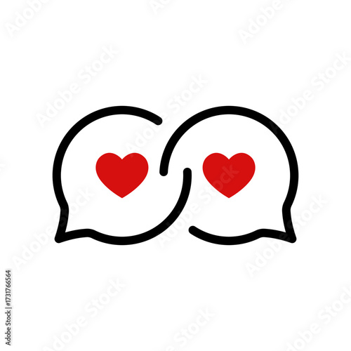 Chat and Heart icon. Speech Bubble and Like