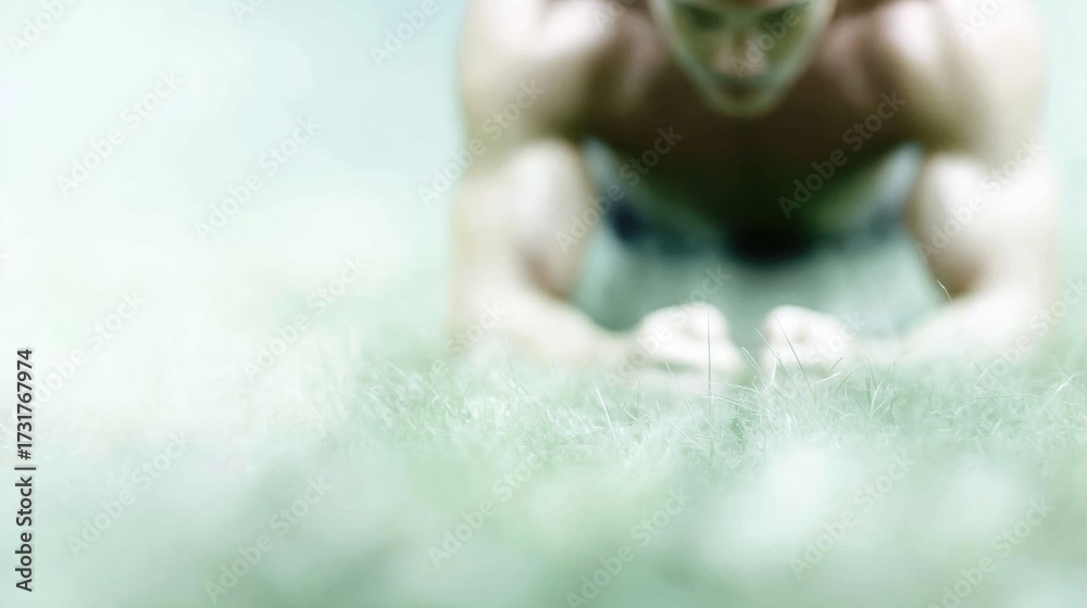 Fototapeta premium Focused Strength Training on Soft Grass