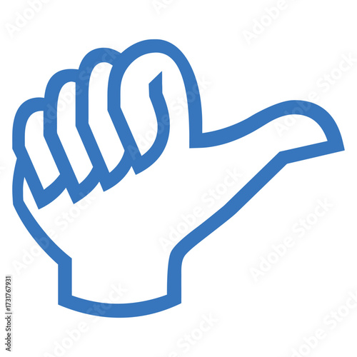 Blue outline hand thumbs up vector symbol of positive feedback