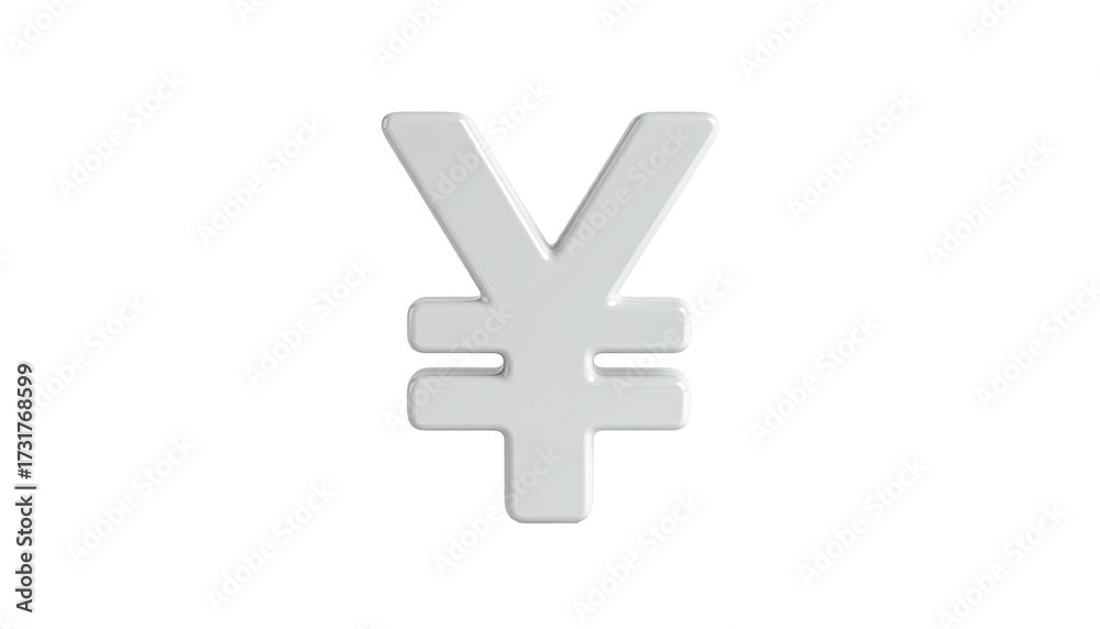 Fototapeta premium A bright, 3D metallic currency symbol, Japanese Yen, isolated on black background