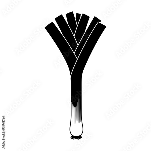 Stylized black and white leek vegetable icon