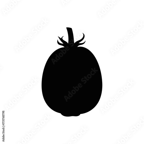 Simple silhouette of a ripe tomato with a stem