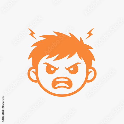 The expression of anger in the flat design concept of a cartoon character.