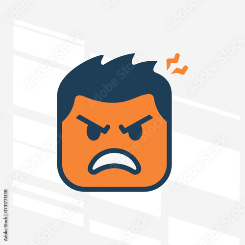 The expression of anger in the flat design concept of a cartoon character.