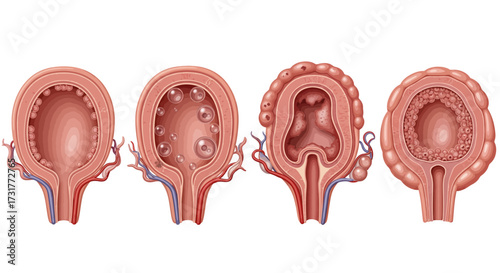 Visualizing bladder cancer progression stages, offering key insights for medical education, patient resources, and cancer awareness campaigns, informative anatomy