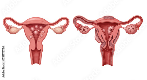 Understanding polycystic ovary syndrome with detailed female reproductive system diagram for educational needs and health awareness campaigns today.