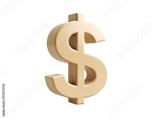 Gold dollar sign, 3D render
