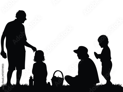 Family Picnic Silhouette Illustration