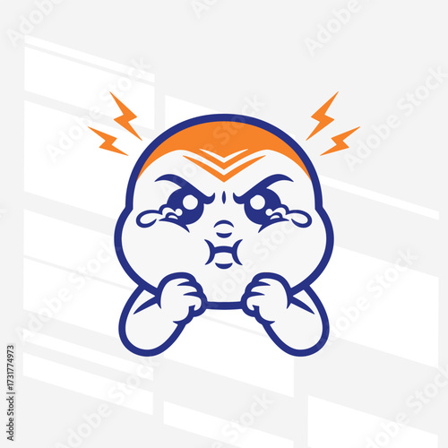 The expression of anger in the flat design concept of a cartoon character.