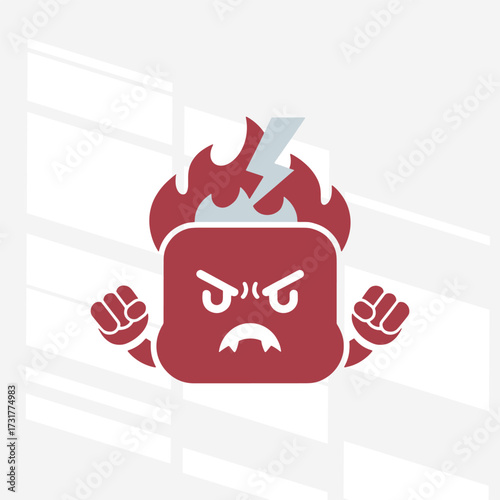 The expression of anger in the flat design concept of a cartoon character.