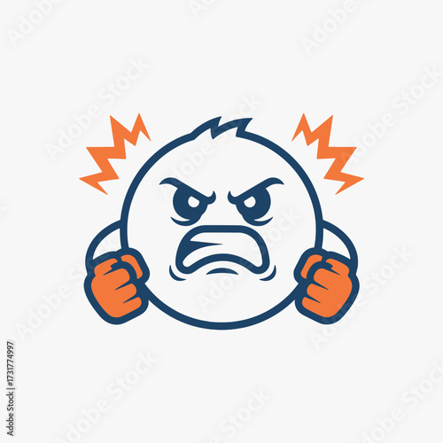 The expression of anger in the flat design concept of a cartoon character.