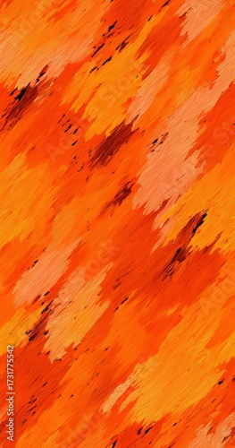 Vibrant abstract orange texture with dynamic brush strokes creating vivid energy and movement in a lively composition