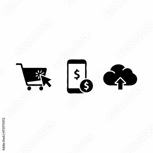 Online shopping, payment, and cloud storage concepts