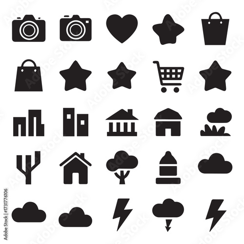 Black Silhouette Icon Pack with Essentia