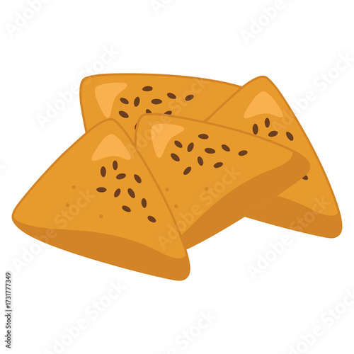 Samsa Kazakhstan pastry flat color vector illustration template design