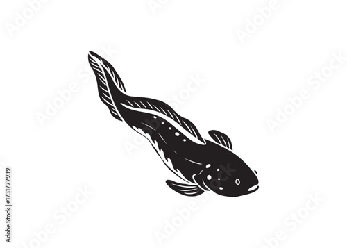 Eel fish silhouette black vector design for aquatic illustration.