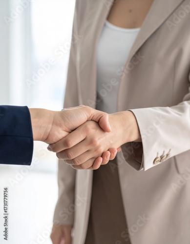 handshake in the office, two woman