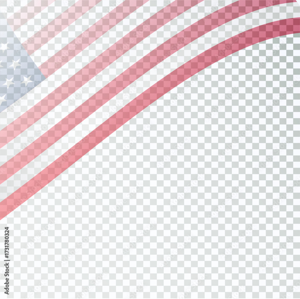 Fototapeta premium USA flag waving with empty space on transparent background. Vector