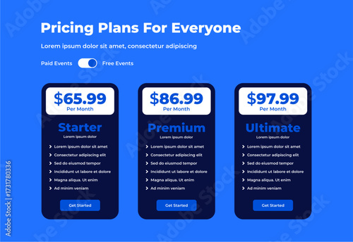 plan pricing table template design
