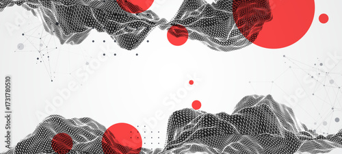 Abstract wireframe art background. Modern science or technology art. Surface illustration. Vector.