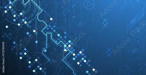 Abstract background. Scientific and technological concept with the use of technical elements formed in the shape of a circle. Vector