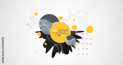 Modern science and technology background. Abstract art sphere. Wireframe theme.
