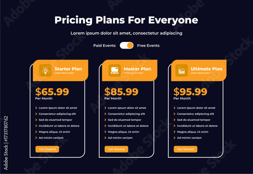 plan pricing table template design
