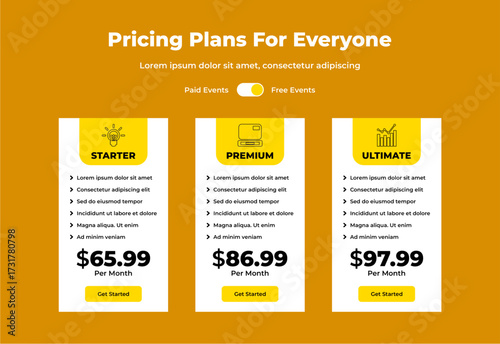 plan pricing table template design