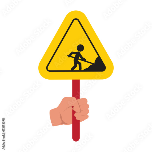 Caution construction ahead placard for websites, apps, banners, notices