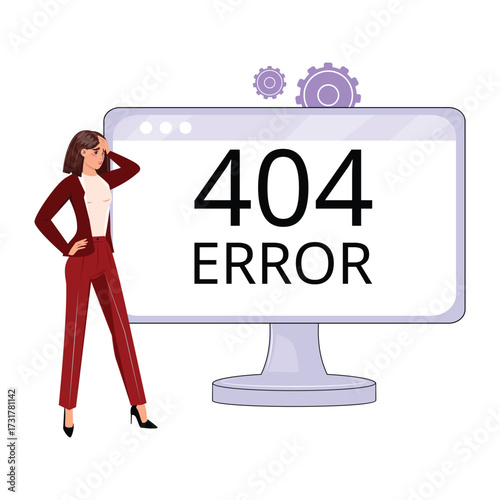 Minimal downtime page illustration with character and large error.