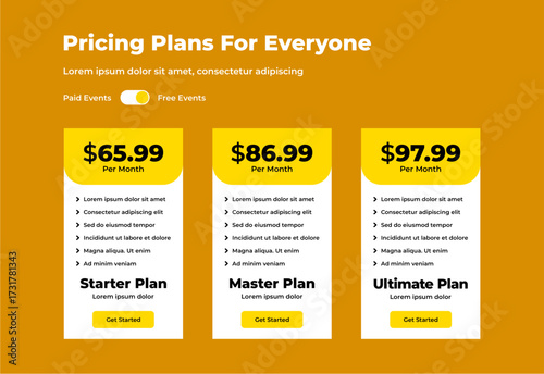 plan pricing table template design