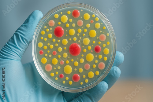 Petri Dish Experiment – Colorful Bacteria Colonies in Microbiology Research