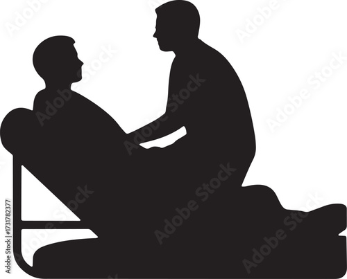 Manual Therapy Silhouette Vector Chiropractor Helping Patient Relaxation Massage Wellness