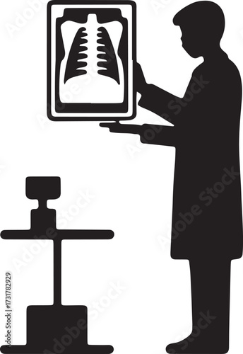 Doctor Silhouette Examining X-Ray, Medical Radiologist Diagnostic Healthcare Image