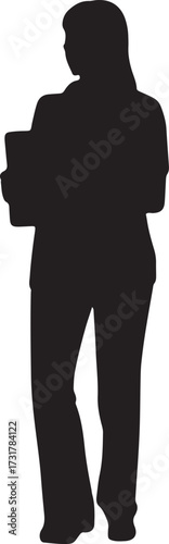 Silhouette of Doctor Holding File Medical Professional Health Care
