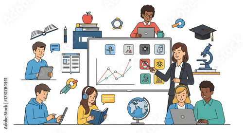 Smiling business people in office team using technology for communication and teamwork at a meeting