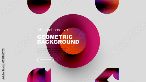 Abstract design features vibrant circles, gradients, text overlay. Modern composition suits digital art, presentations.