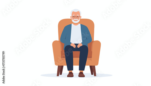 A Relaxed Senior Man Sitting Comfortably in an Armchair