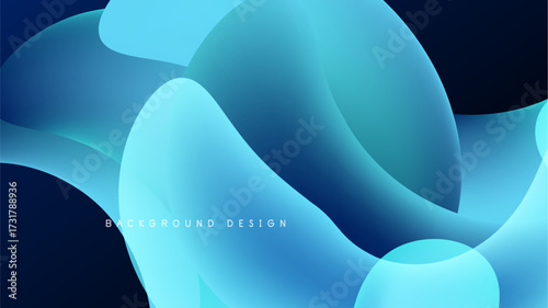 Abstract blue shapes overlap dark background. Smooth gradients create flowing, modern design. Minimalist aesthetic, calming visuals.