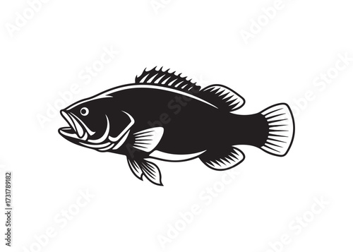 Crappie silhouette vector of freshwater fish for fishing sport illustration.