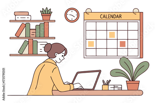 Organized Workspace with Calendar Planning