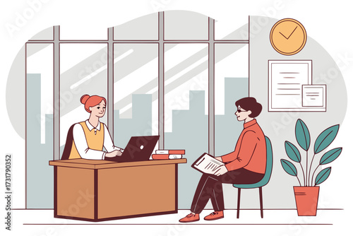 Professional Job Interview in Modern Office