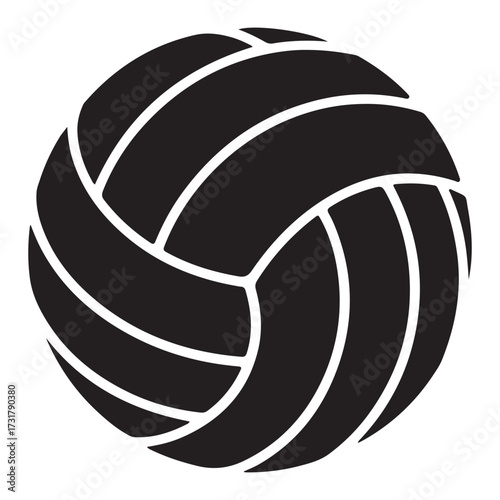 Dynamic volleyball silhouette action isolated on white background