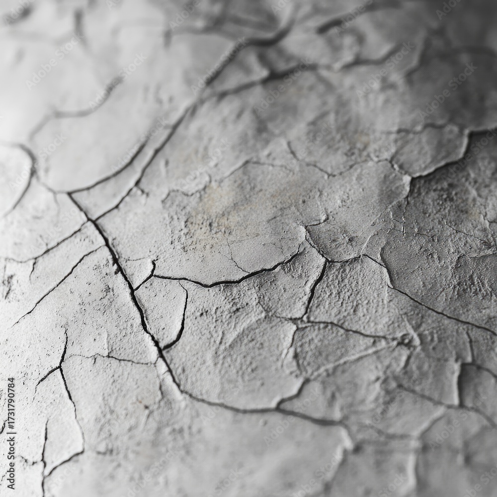 Fototapeta premium Close-up of cracked, light gray surface (1)