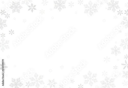 Subtle gray and silver snowflakes on a white background form a repeating square seamless pattern  ,  silver,  texture