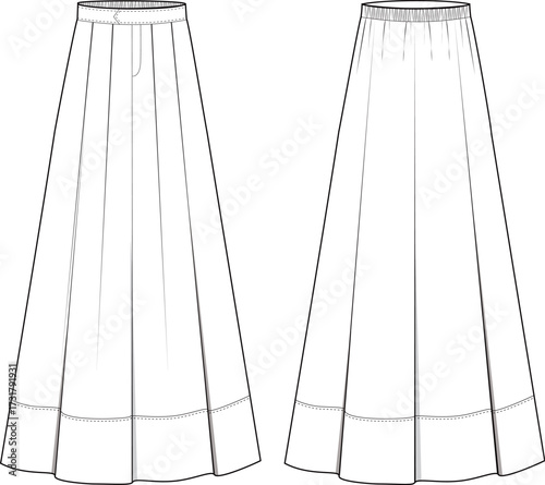 TECHNICAL DRAWING PLEATED SKIRT