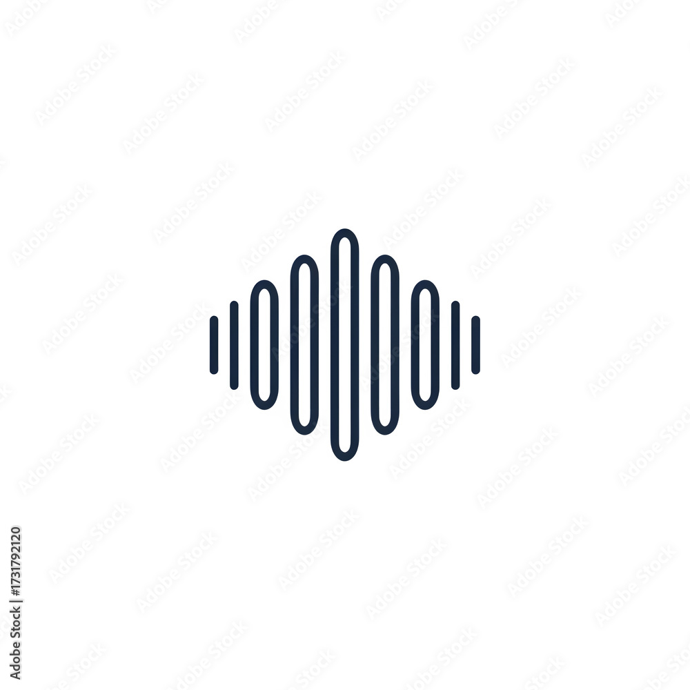 Obraz premium Outline Silhouette of Podcast Icon with Vertical Waves