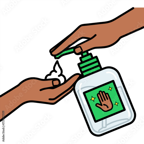 Using hand sanitizer to prevent germs A visual of hand hygiene and health safety