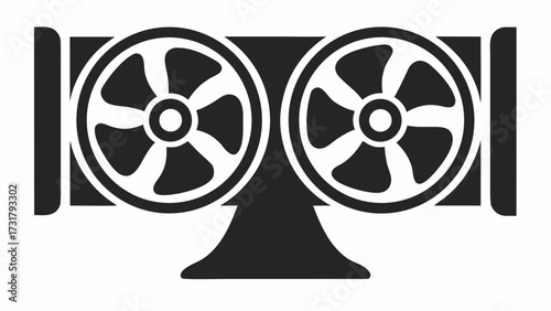 Powerful dual fan system icon representing efficient cooling and ventilation solutions for industrial and commercial applications.